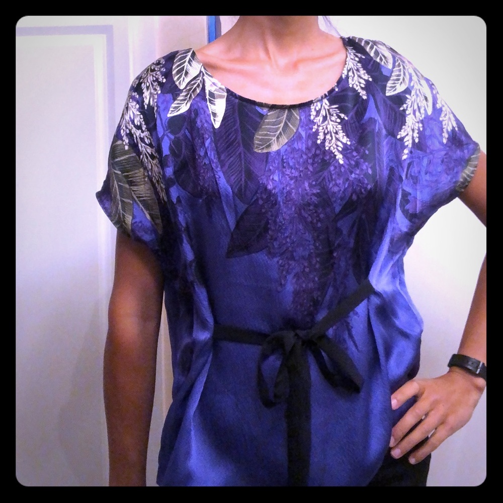 Anthropologie Silk blouse floral